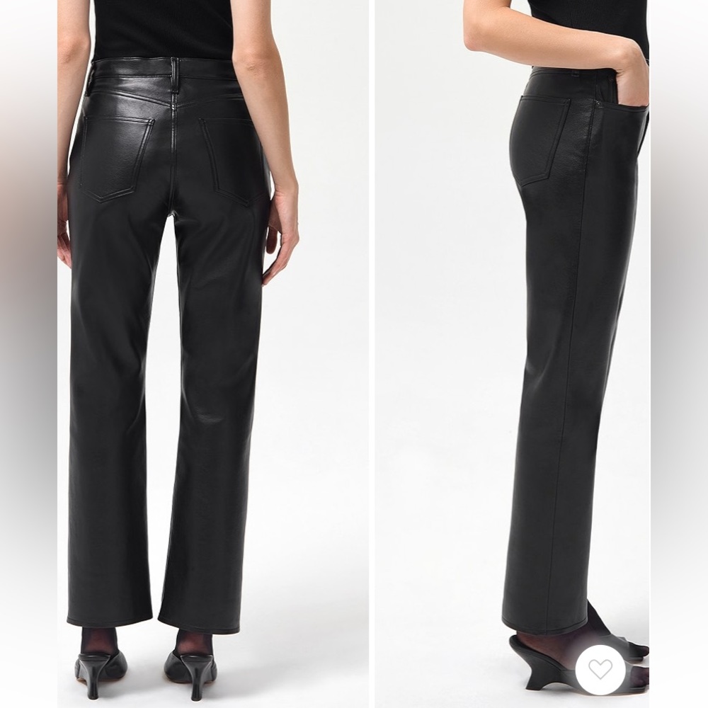 NWT AGOLDE Recycled Leather Mid Rise Relaxed fit Boot Cut Bootcut Pants Trousers - Picture 8 of 16